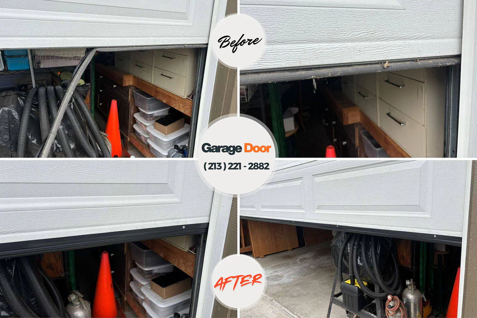 Before and after: garage door repair Pecatonica, IL